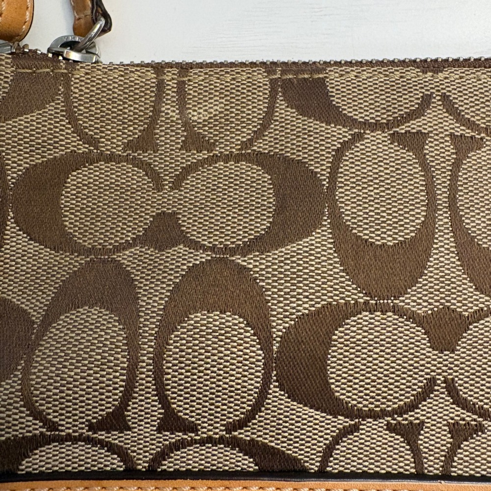 Vintage Coach Signature Demi Canvas Leather Y2K Shoulder Bag Brown Tan 6094 - Picture 2 of 16